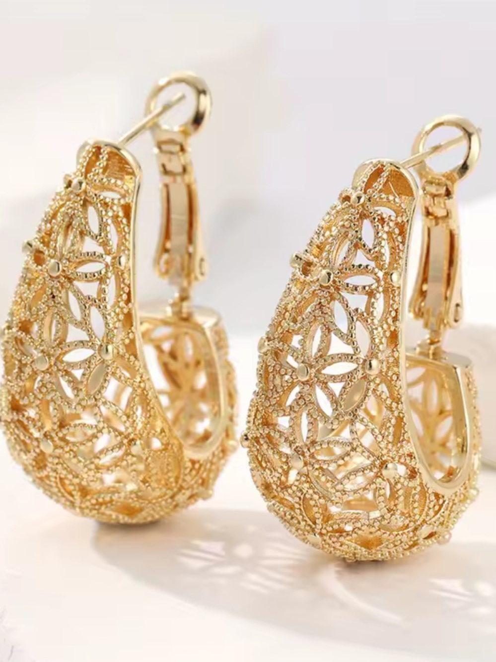 REVOLVE Gold Filigree Teardrop Hoop Earrings - Women Jewelry